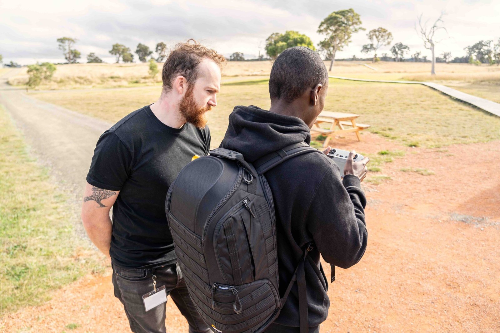 The Wingspan Solutions crew flying a drone on site near Canberra